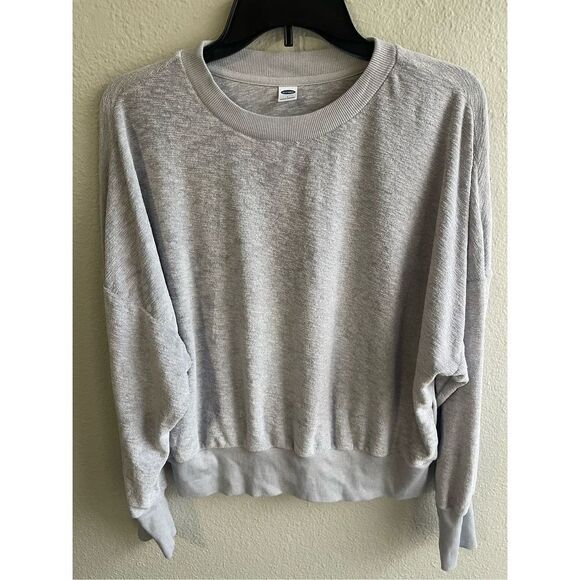 ❤️Loose Cropped Long -Sleeve Slub-Knit Terry Sweatshirt - Picture 3 of 4